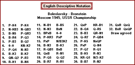English Descriptive Notation - full game example English Descriptive Notation - full game example